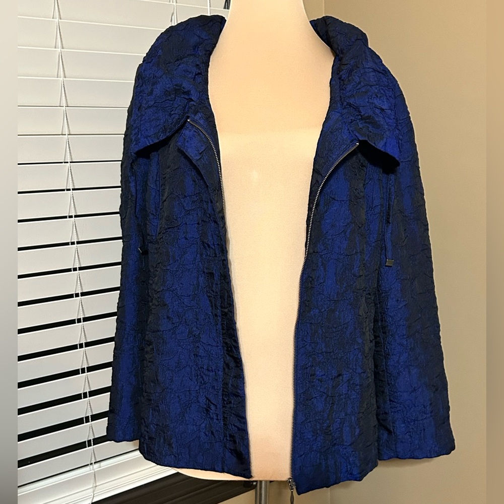 Chico's Textured Navy Blue Coat Size 1- M/8 - Picture 2 of 7